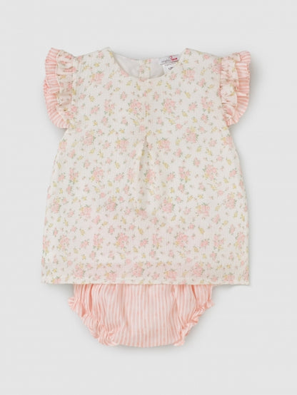 Mighty Love - Conjunto de Túnica e Tapa Fraldas com Estampado Floral Olívia