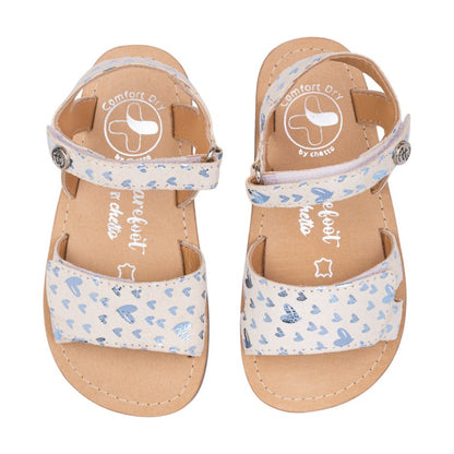 Sandálias em Pele com Velcro Corações Barefoot | Chetto