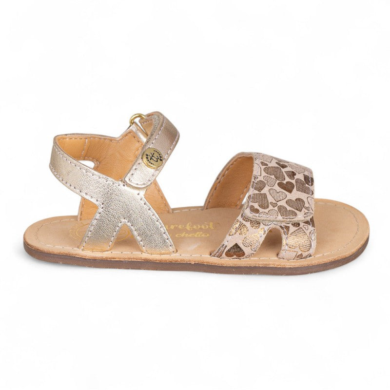 Sandálias em Pele com Velcro Corações Barefoot | Chetto
