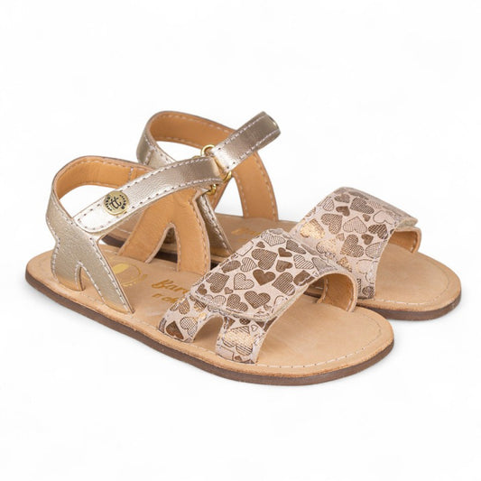 Sandálias em Pele com Velcro Corações Barefoot | Chetto