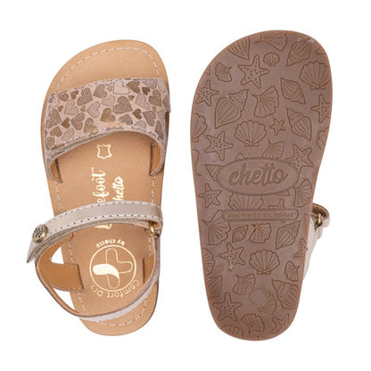 Sandálias em Pele com Velcro Corações Barefoot | Chetto