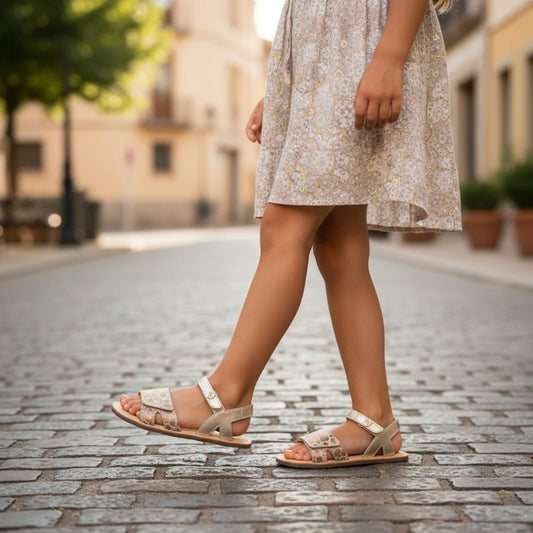 Sandálias em Pele com Velcro Corações Barefoot | Chetto