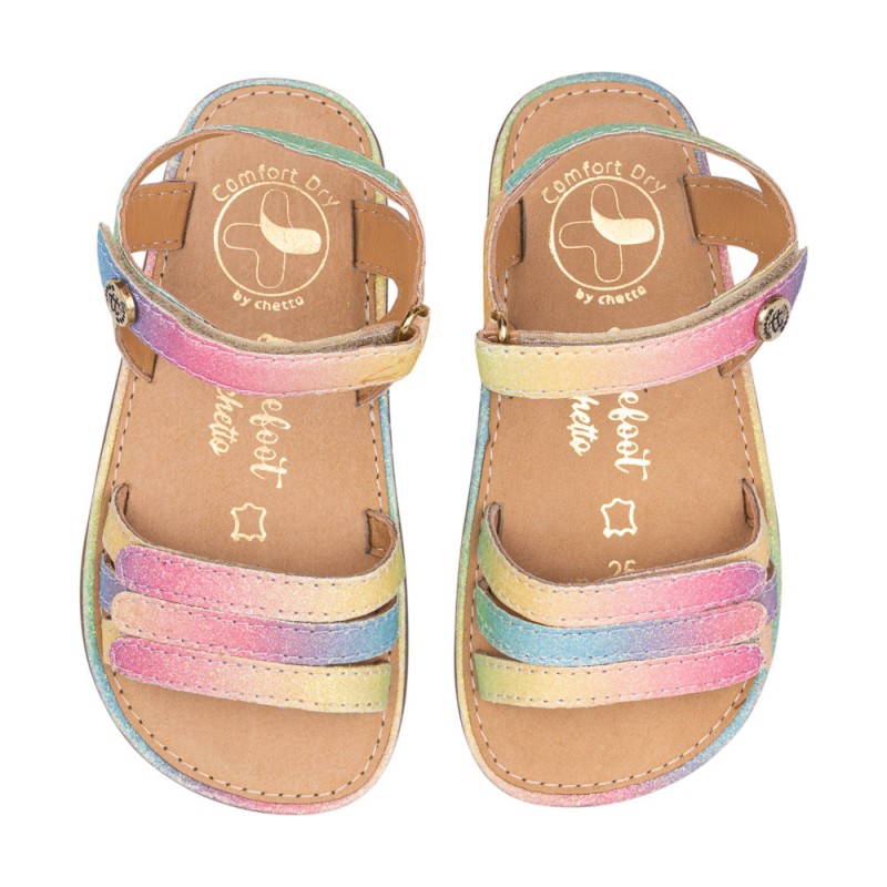 Sandálias em Pele com Velcro Barefoot | Chetto