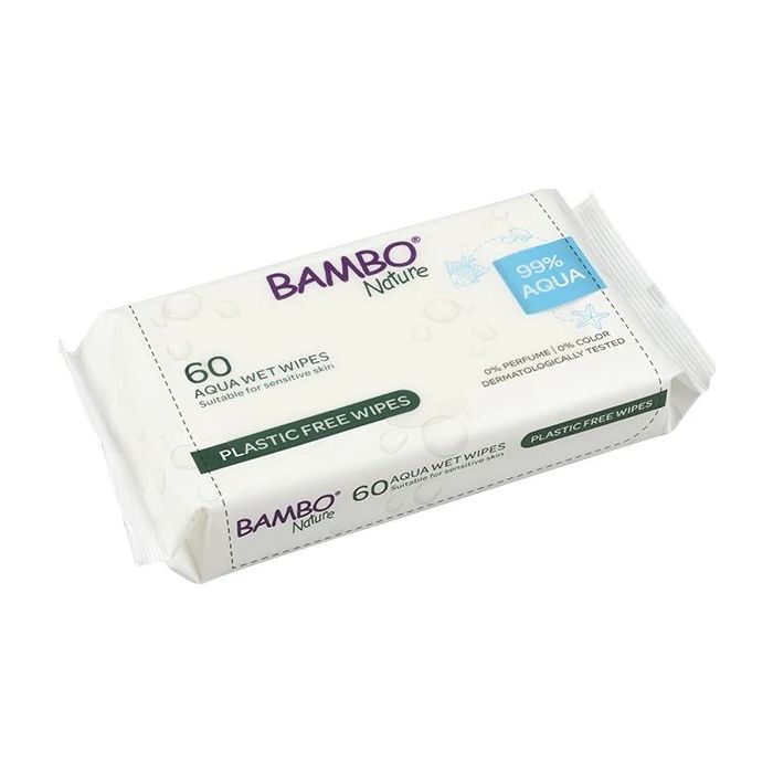 Toalhitas Aquawipes 99% Água Bambo Nature 60uni