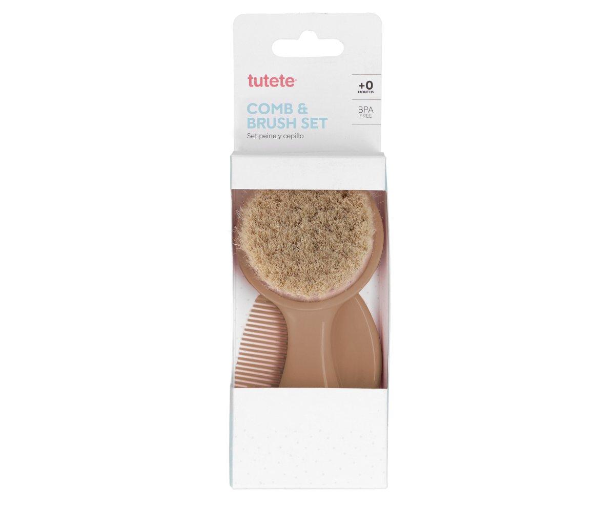 Conjunto de Escova de Cerdas Naturais e Pente - Caramelo