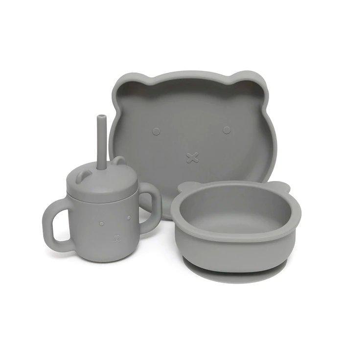 Taça com ventosa - Urso Pewter Green - Loja Papás & Bebés