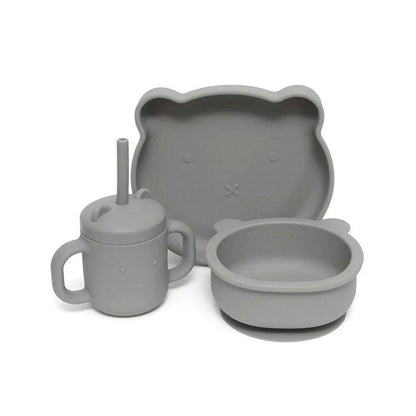Copo de Silicone com alças e palhinha - Pewter Green