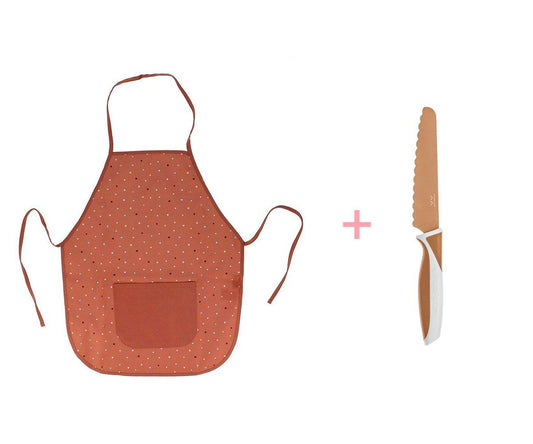 Avental Infantil Dots Brown + Faca Caramel
