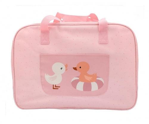 Bolsa de Praia Baby Ducks Pink com Malha - Loja Papás & Bebés