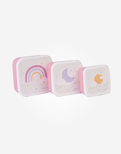Conjunto de 3 Caixas Lancheiras - Rainbow Rosa