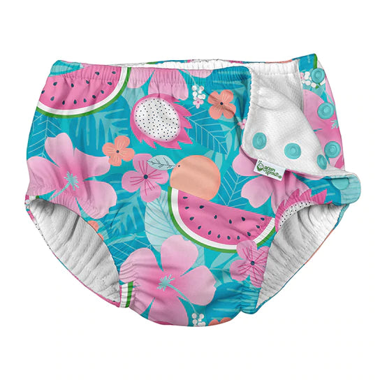 Fralda Reutilizável Para Piscina e Praia - Aqua Tropical Fruit Floral - Loja Papás & Bebés