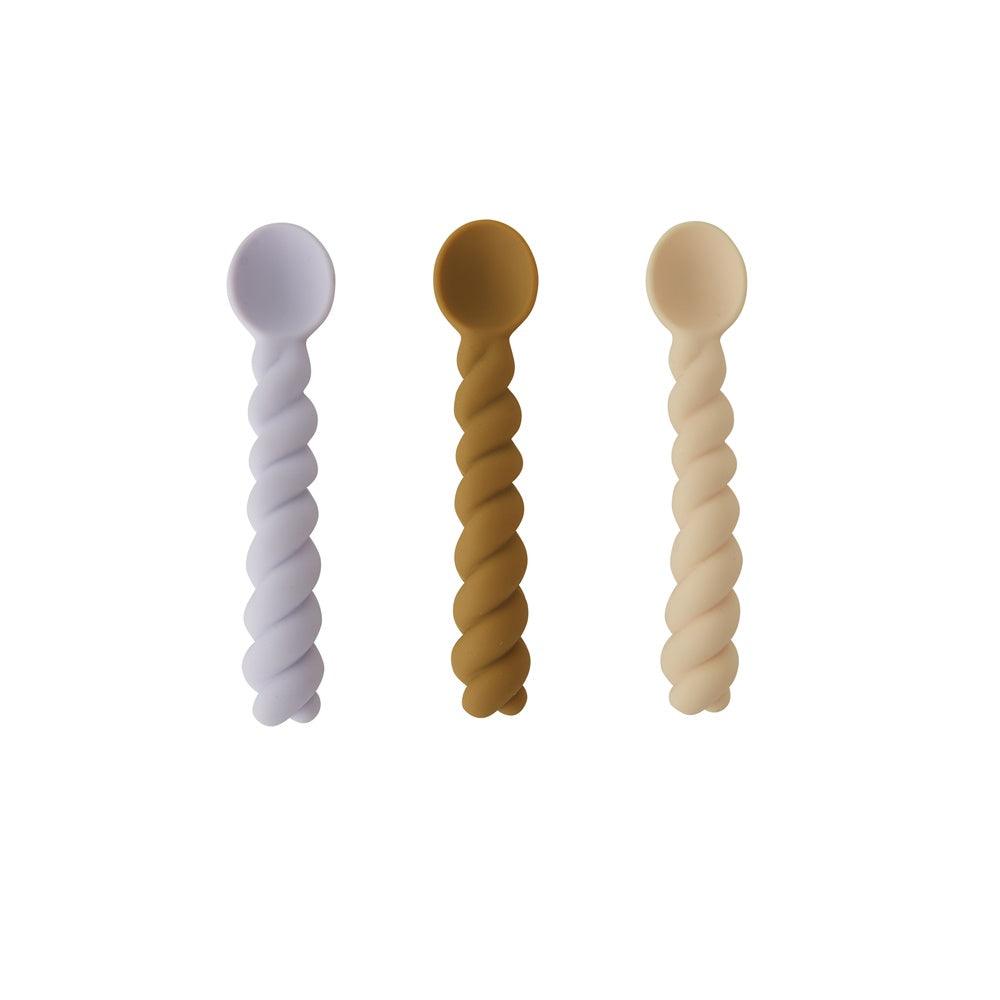 Pack de 3 Colheres de Silicone - Lavanda, Baunilha e Borracha - Loja Papás & Bebés