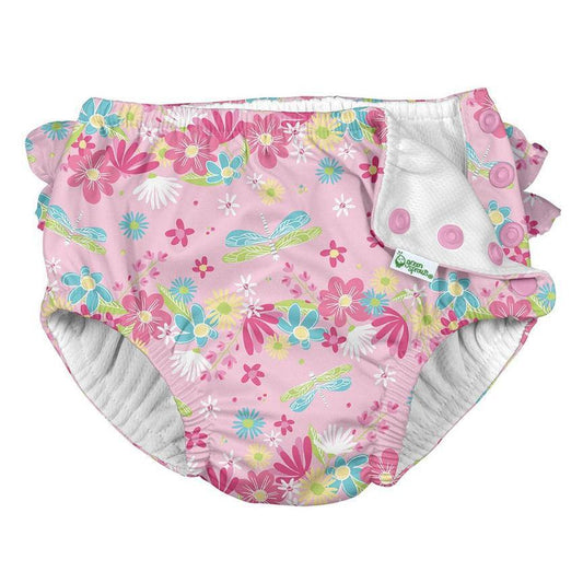 Fralda Reutilizável Para Piscina e Praia - Light Pink Dragonfly Floral - Loja Papás & Bebés