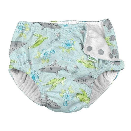 Fralda Reutilizável Para Piscina e Praia - Light Aqua Shark Sealife - Loja Papás & Bebés