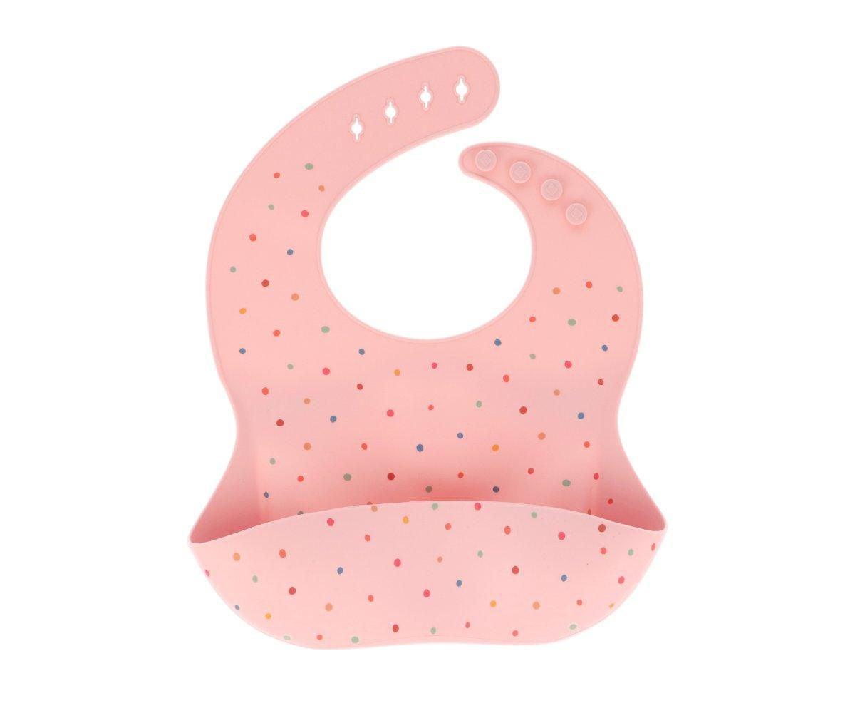 Babete de Silicone Dots Pink - Loja Papás & Bebés