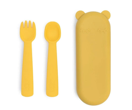 Conjunto de 2 Talheres de Silicone - Amarelo - Loja Papás & Bebés