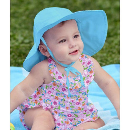Chapéu com Proteção Solar 50+ com Aba Larga Aqua - Loja Papás & Bebés