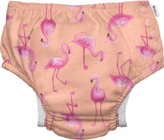 Fralda Reutilizável Para Piscina e Praia - Coral Flamingos