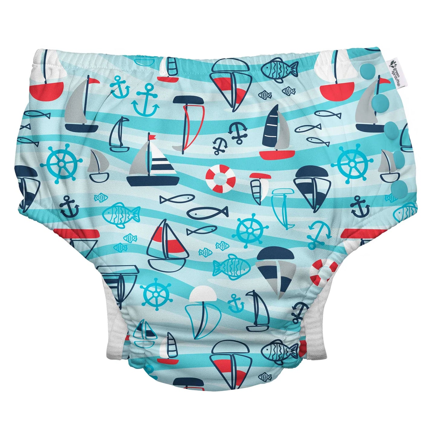 Fralda Reutilizável Para Piscina e Praia - Aqua Navy Nautical