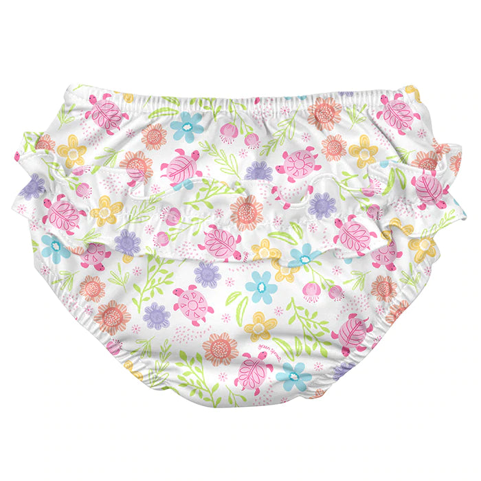 Fralda Reutilizável Para Piscina e Praia - White Turtle Floral - Loja Papás & Bebés