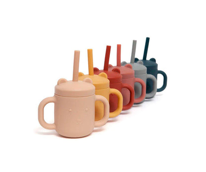 Copo de Silicone com alças e palhinha - Clay